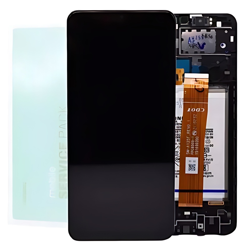 For Samsung A12 , A125 - Replacement LCD Touch Screen Assembly With Battery - Black - Service Pack - GH82 - 24709A