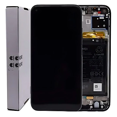 For Huawei P40 Lite - Replacement LCD Touch Screen Assembly With Chassis & Battery - Black - Service Pack - 02353KFU