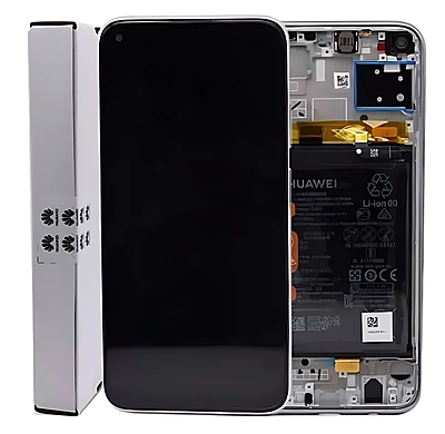 For Huawei P40 Lite - Replacement LCD Touch Screen Assembly With Chassis & Battery - Silver - Service Pack - 02353SUQ