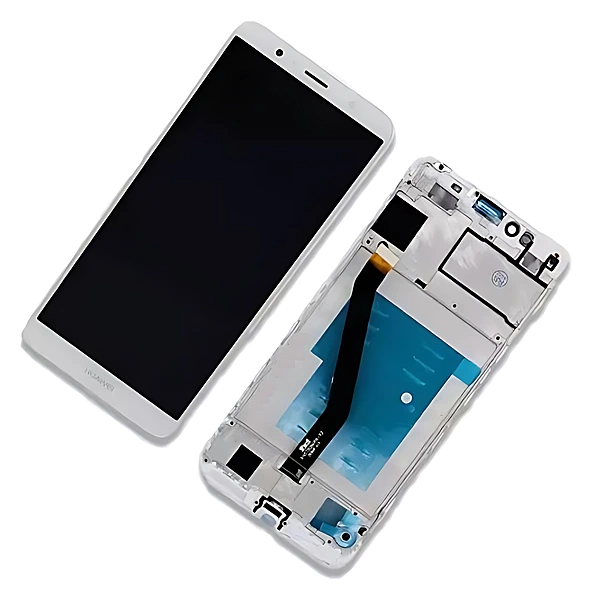 Genuine Huawei Y6 Prime 2018 - Replacement LCD Touch Screen Assembly With Frame - White - Original