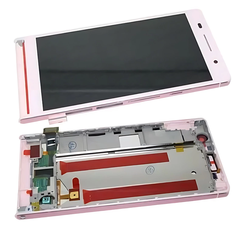 Genuine Huawei Ascend P6 - Replacement LCD Touch Screen Digitizer Assembly With Frame - Pink - Original