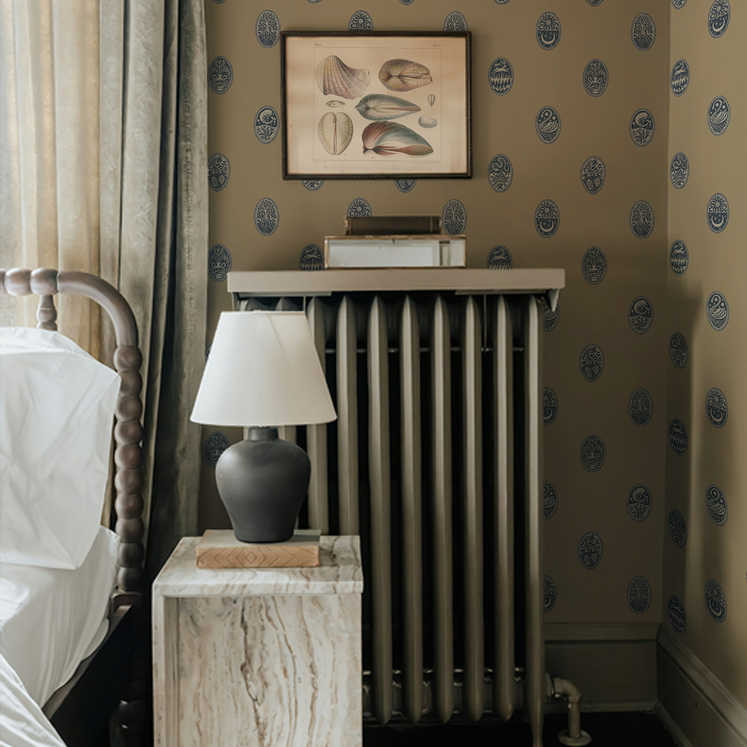 Linear Cameos - Shell, Churt Blue and Cliffwell Stone - Wallpaper Linear Cameos - Shell, Churt Blue and Cliffwell Stone - Wallpaper