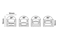 ALS Led Profile Surface 13mm lens Black 2m