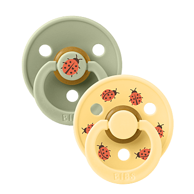 BIBS Pacifier Studio Colour 2 PACK Ladybug  Latex size 2 Sage Mix