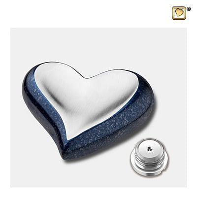 Mini Urn Hart Indigo Met Zilver
