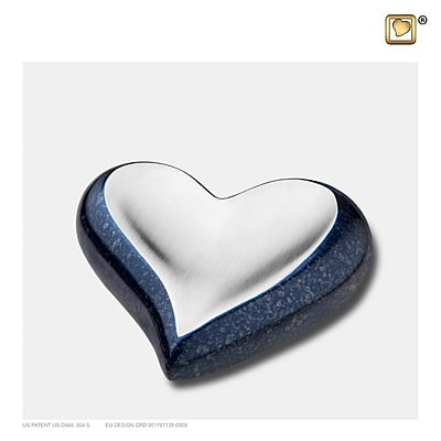 Mini Urn Hart Indigo Met Zilver