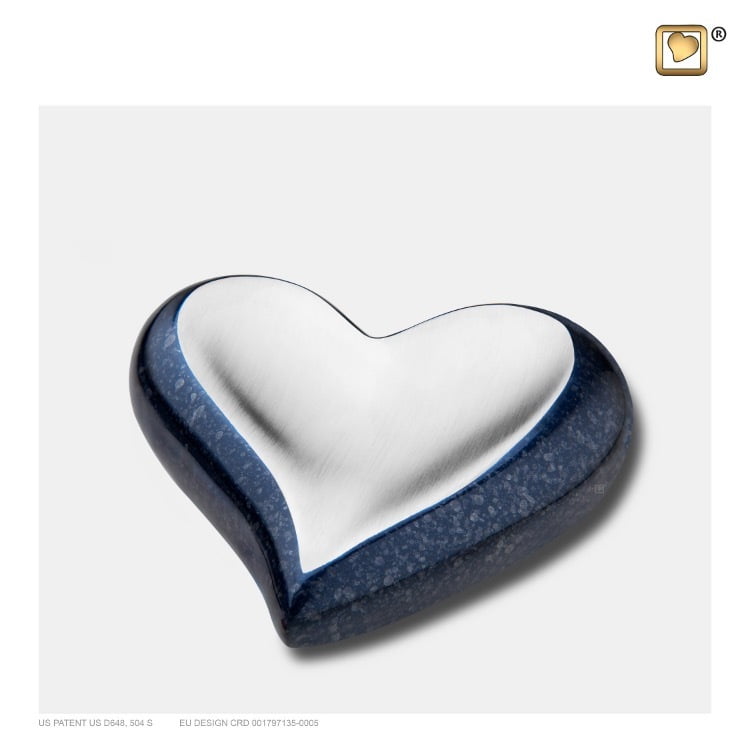 Mini Urn Hart Indigo Met Zilver