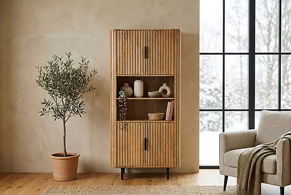 Cane Cabinet 90 Almond