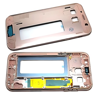 For Samsung Galaxy A720 , A7 2017 - Replacement Mid Frame Chassis With Buttons - Pink
