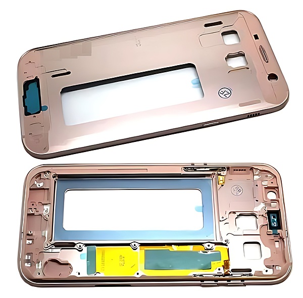 For Samsung Galaxy A720 , A7 2017 - Replacement Mid Frame Chassis With Buttons - Pink