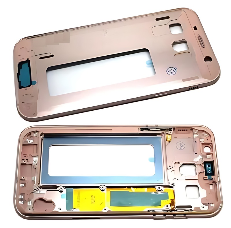 For Samsung Galaxy A720 , A7 2017 - Replacement Mid Frame Chassis With Buttons - Pink
