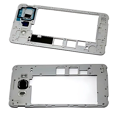 For Samsung Galaxy J700 , J7 - Middle Chassis Bezel Assembly With Buttons, Antenna And Lens - Silver