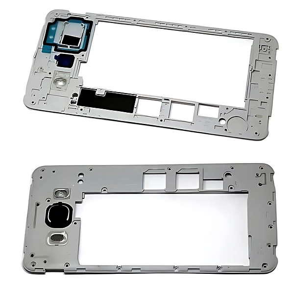 For Samsung Galaxy J700 , J7 - Middle Chassis Bezel Assembly With Buttons, Antenna And Lens - Silver