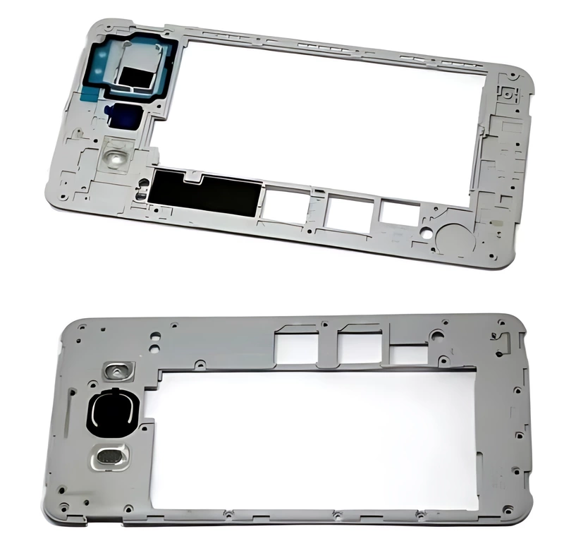 For Samsung Galaxy J700 , J7 - Middle Chassis Bezel Assembly With Buttons, Antenna And Lens - Silver