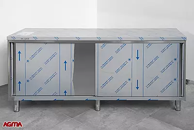 N021 - Tavolo armadiato con porte scorrevoli dim. 2100x700x910mm