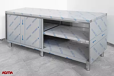 N021 - Tavolo armadiato con porte scorrevoli dim. 2100x700x910mm