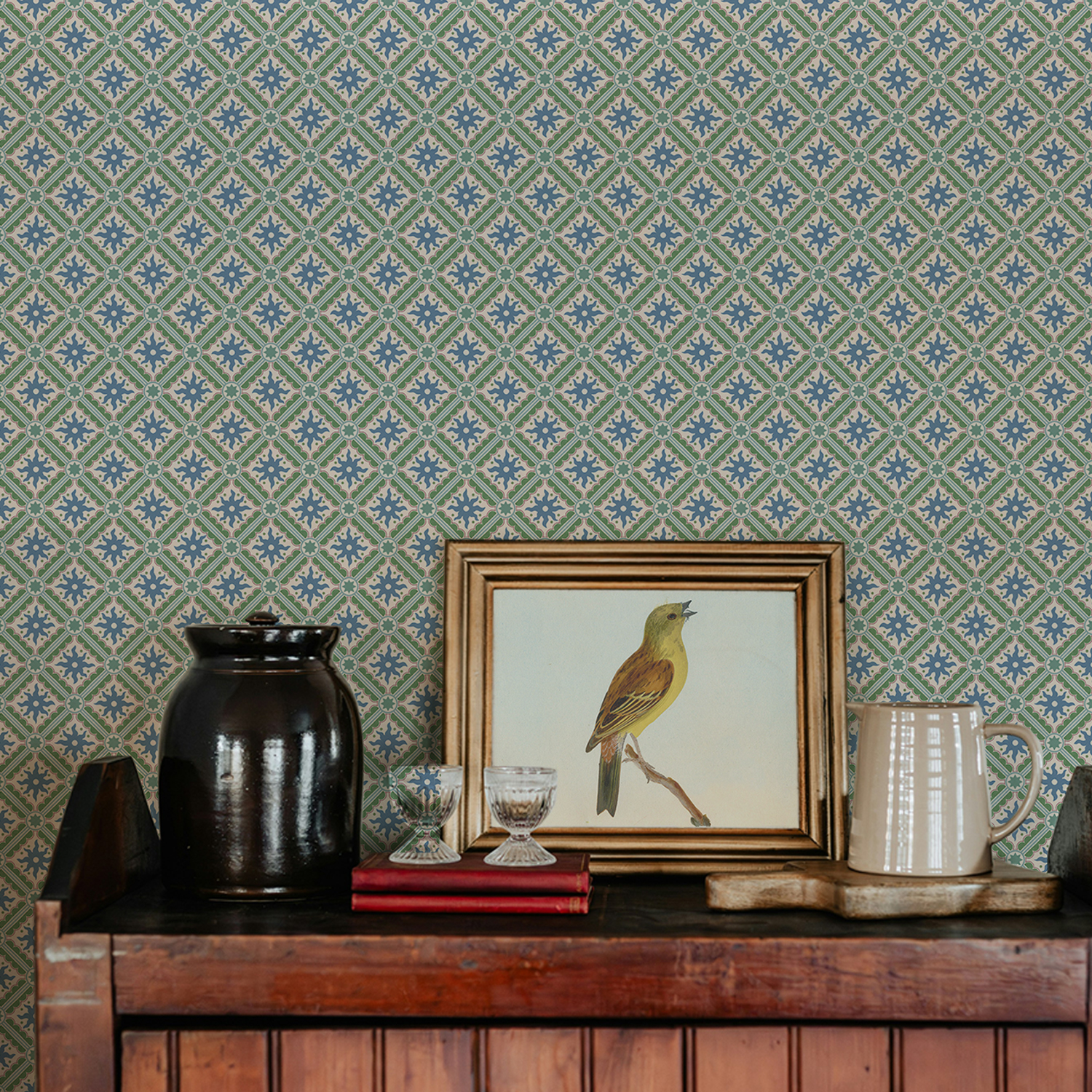 Nova and Sol - Alice Green, Dusky Plum and Cobber - Wallpaper Nova and Sol - Alice Green, Dusky Plum and Cobber - Wallpaper
