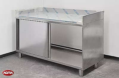 120 Tavolo acciaio inox L=1500mm porte scorrevoli