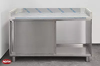 120 Tavolo acciaio inox L=1500mm porte scorrevoli