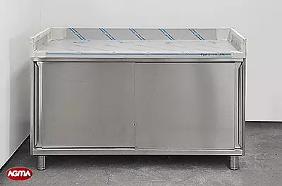 120 Tavolo acciaio inox L=1500mm porte scorrevoli