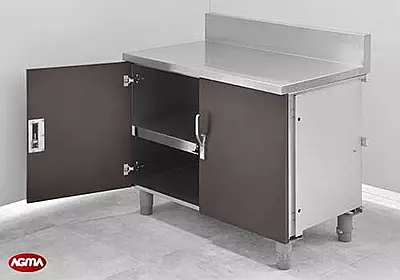 135 - Banco da incasso 1000x600x840mm, con piano inox