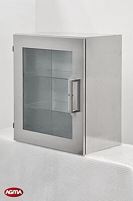 321 - Pensile armadiato acciaio inox 600x380x720mm, 2 ripiani in cristallo