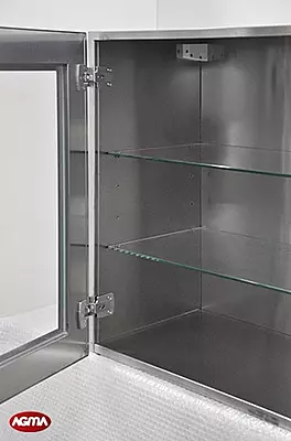 321 - Pensile armadiato acciaio inox 600x380x720mm, 2 ripiani in cristallo