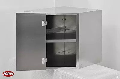 326 - Pensile ad angolo acciaio inox 600/600x380x600mm, 1 ripiano