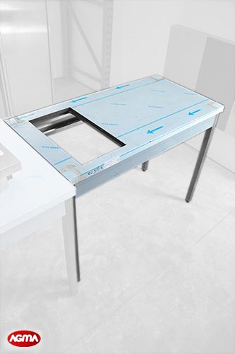 551 - Piano acciaio inox, liscio 1200x600x40mm