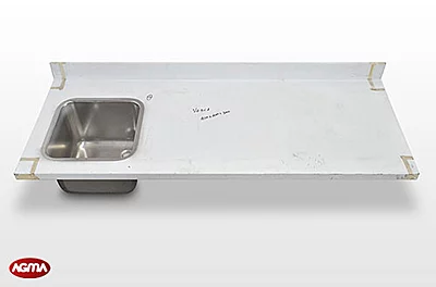 553 - Piano acciaio inox, liscio, alzatina 1800x700x40mm