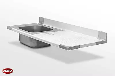 580 - Piano lavello acciaio inox, 1600x600x40mm