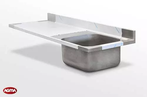 590 - Piano lavello acciaio inox, 1650x600x40mm