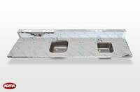 592- Piano acciaio inox, liscio, alzatina 2620x720x40mm