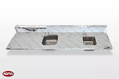 592- Piano acciaio inox, liscio, alzatina 2620x720x40mm