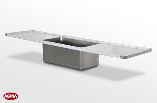 593 - Piano lavello acciaio inox, 2500x600x40mm