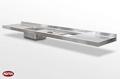 603 - Piano acciaio inox, liscio 3100x650x80mm
