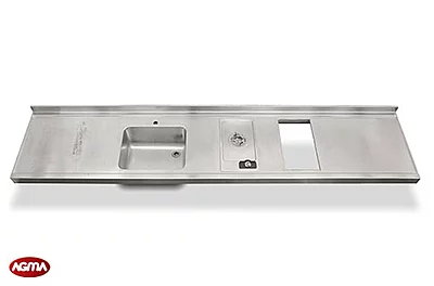 603 - Piano acciaio inox, liscio 3100x650x80mm