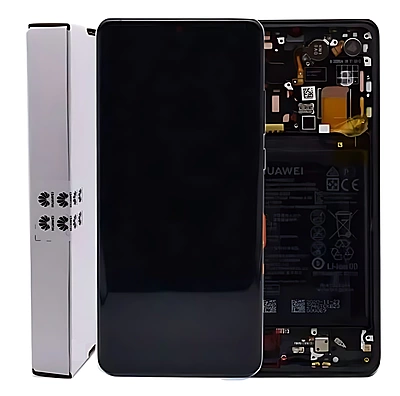 For Huawei P30 Pro - Replacement OLED Touch Screen Assembly With Chassis & Battery - Black - Service Pack - 02352PBT
