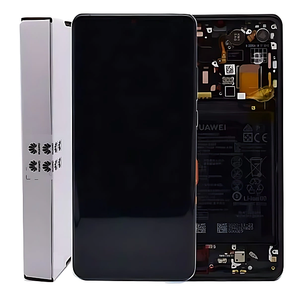 For Huawei P30 Pro - Replacement OLED Touch Screen Assembly With Chassis & Battery - Black - Service Pack - 02352PBT