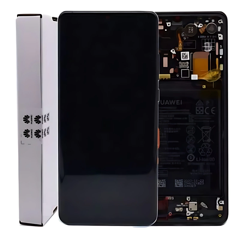 For Huawei P30 Pro - Replacement OLED Touch Screen Assembly With Chassis & Battery - Black - Service Pack - 02352PBT
