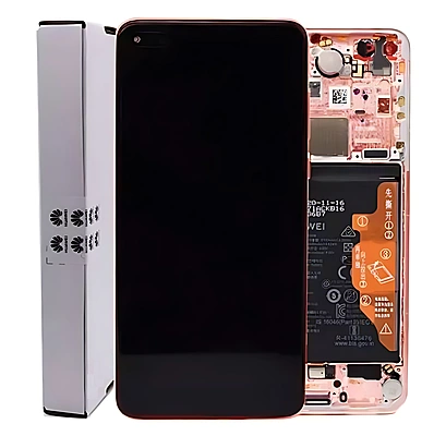 For Huawei P40 - Replacement OLED Touch Screen Assembly With Chassis & Battery - Blush Gold - Service Pack - 02353MFV
