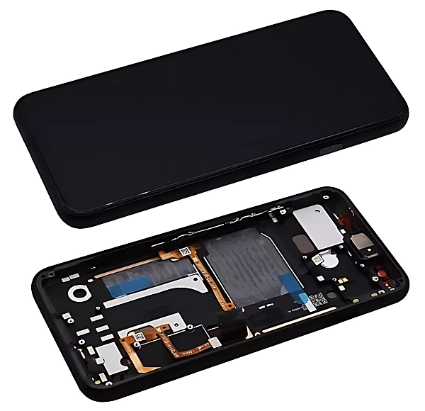 Google Pixel 4 - Replacement OLED Touch Screen Assembly With Frame & Ear Piece Speaker - Black