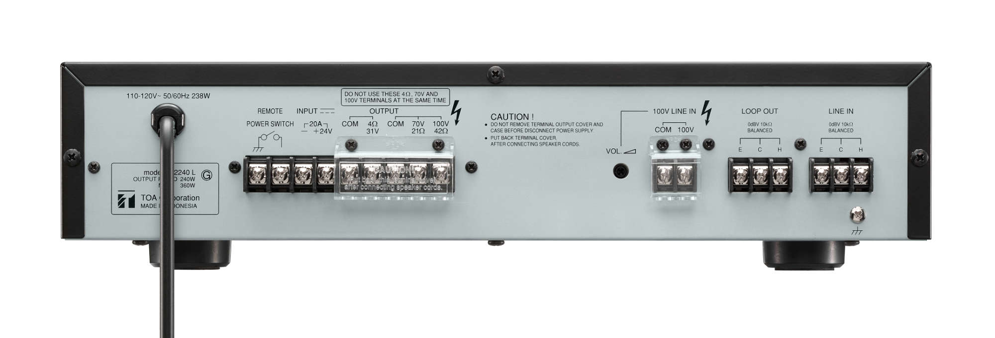 TOA P-2240 100V Power Amplifier 240W