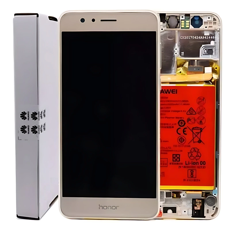 Genuine Honor 8 - Replacement LCD Touch Screen Assembly With Chassis & Battery - Gold - Service Pack - P4 - 02350VBF