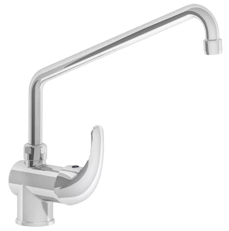 Grifo de sobremesa monomando dos aguas con caño elevado