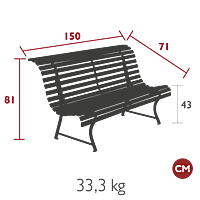 Louisiane Bench 150cm Liquorice-Floor Stock