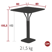 Luxembourg High Table 80x80 Clay Grey-Floor stock