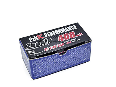 Pink Performance Zephir LiPo 2S 7.4V-400-35C (JST) 40x21x15mm 24g Pink Performance Zephir LiPo 2S 7.4V-400-35C (JST) 40x21x15mm 24g