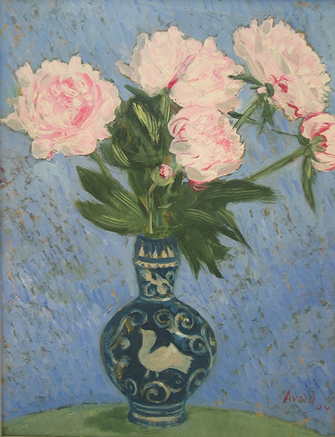 Pfingstrosen in blauer Vase Pfingstrosen in blauer Vase