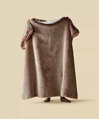 WARO par Plaids Cocooning - Plaid fausse fourrure Chataigne